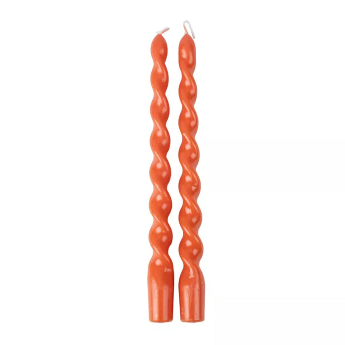 2 BOUGIES TORSADEES ORANGE