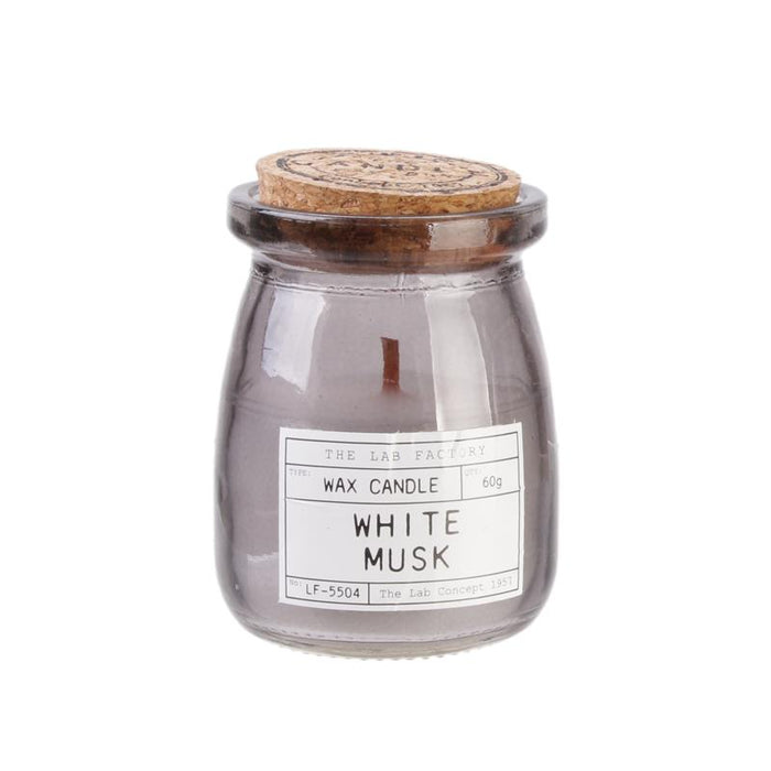 BOUGIE PARFUMEE TOP LIEGE MECHE BOIS SENTEUR MUSC BLANC