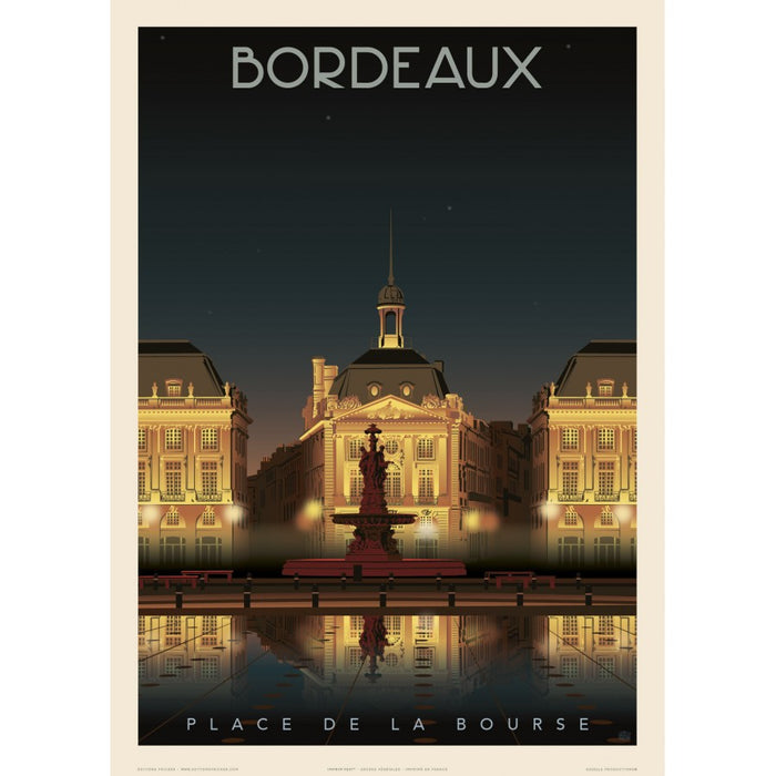 AFFICHE BORDEAUX PLACE DE LA BOURSE N°912 ÉDITION FRICKER 50X70