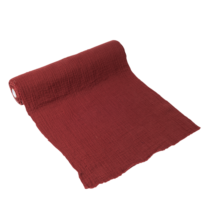 CHEMIN DE TABLE GAZE DE COTON ROUGE 30X3