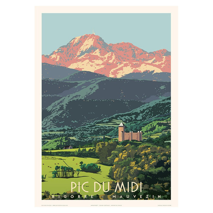 AFFICHE LE PIC DU MIDI DE BIGORRE MAUVEZIN N°348 ÉDITION FRICKER 50X70