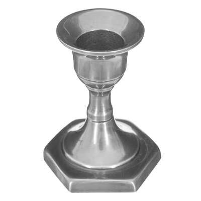 BOUGEOIR ARGENTÉ MÉTAL SOCLE HEXAGONAL 7.5CM