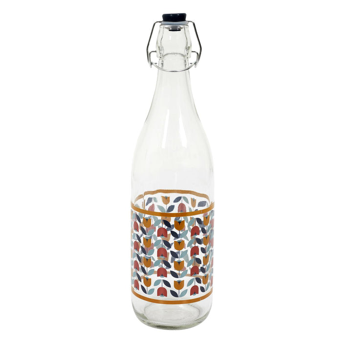 BOUTEILLE EN VERRE RETRO FLEURS