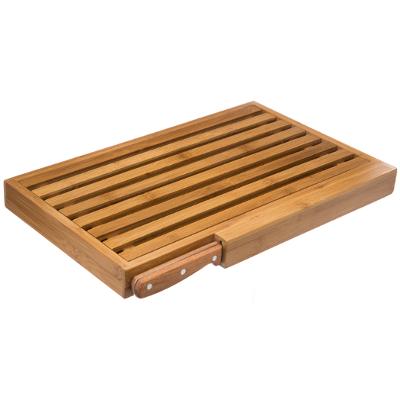 PLANCHE A DECOUPER LE PAIN EN BAMBOU AVEC COUTEAU 44X27CM