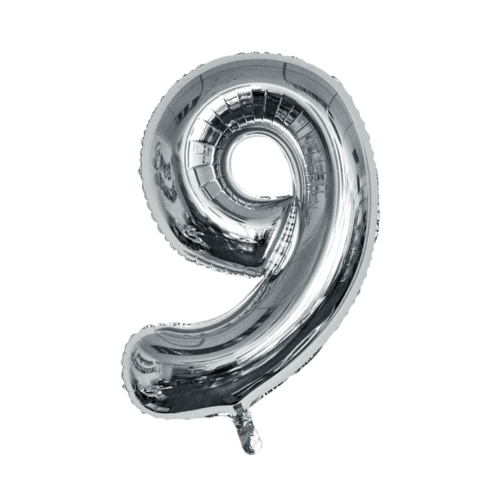 BALLON 86CM CHIFFRE 9 ARGENT