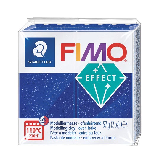 PATE FIMO EFFECT BLEU PAILLETTÉ 57G