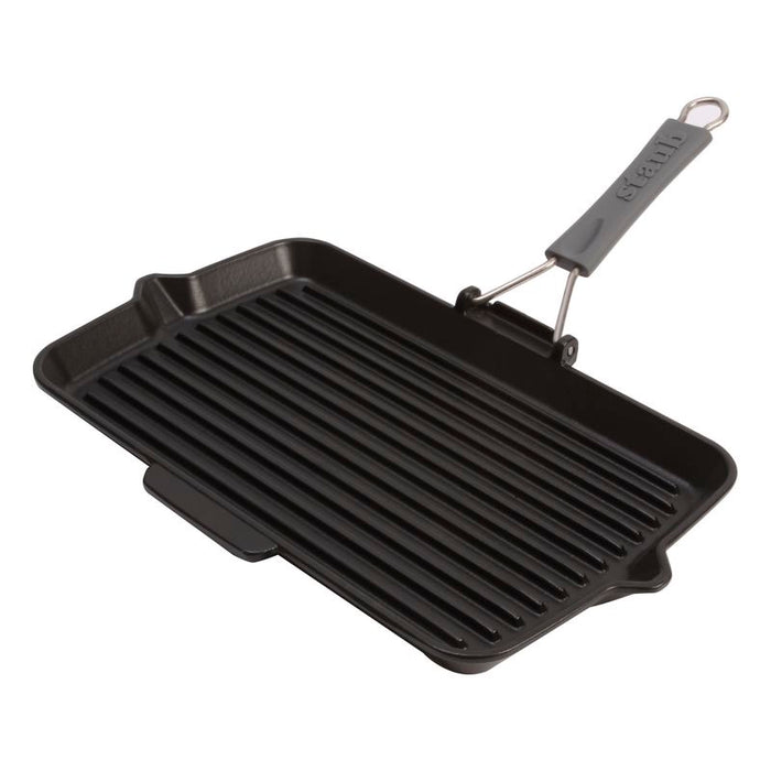 GRILL RECTANGULAIRE MANCHE SILICONE NOIR MAT STAUB 34X21CM