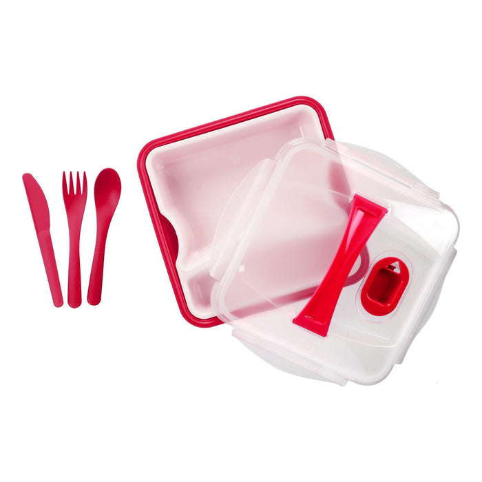 LUNCH BOX À COMPARTIMENTS X3 ET COUVERTS X3 ROSE