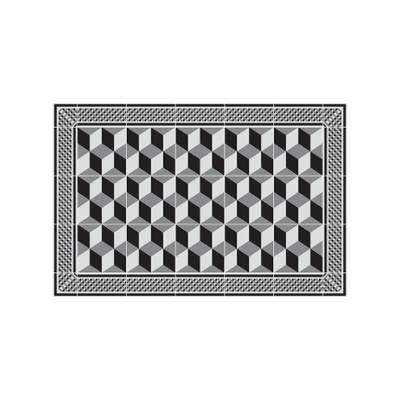TAPIS VINYLE MOSAIQUE DAMIERS NOIR 50X75