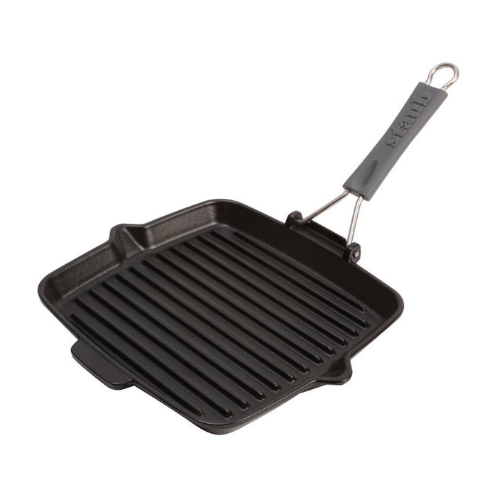 GRILL CARRÉ MANCHE SILICONE NOIR MAT STAUB 24CM