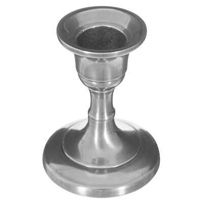 BOUGEOIR ARGENTÉ MÉTAL SOCLE ROND BOMBÉ 7.5CM