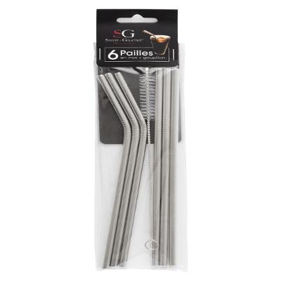 6 PAILLES + 1 BROSSE GOUPILLON INOX