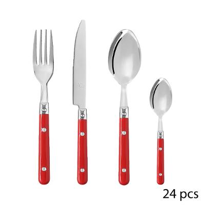 MENAGÈRE 24 PIÈCES BISTROT INOX ROUGE