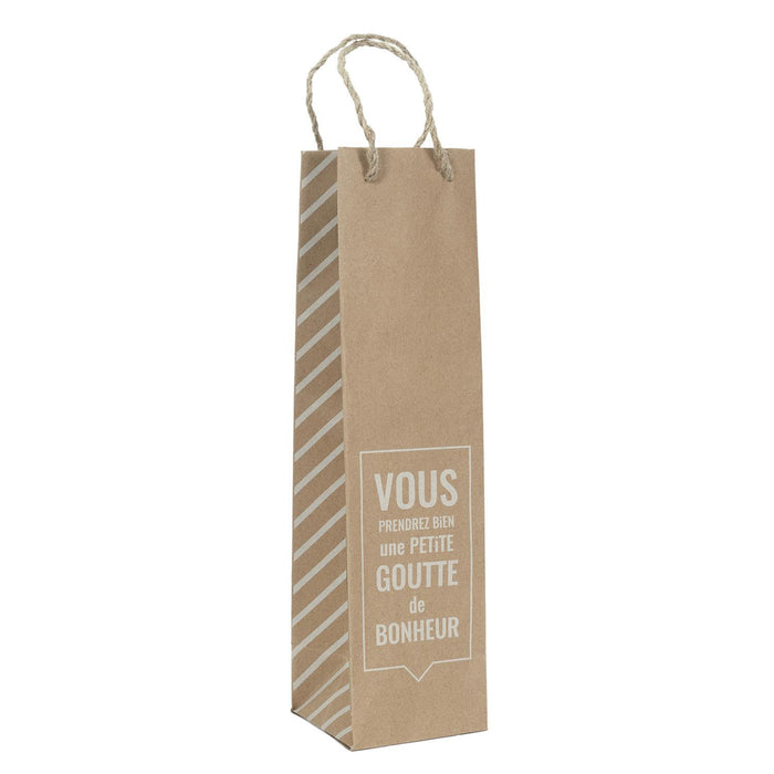 SAC CADEAU FORMAT BOUTEILLE EN KRAFT "UNE PETITE GOUTTE"