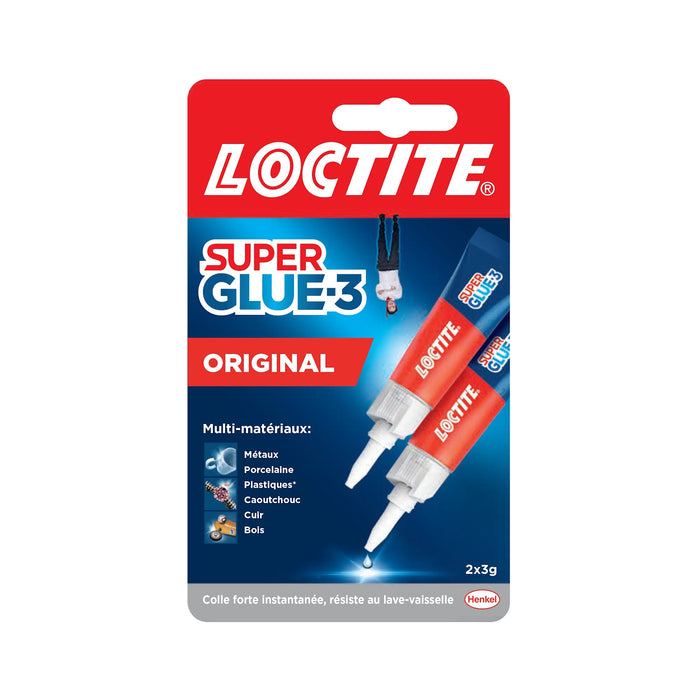 LOT DE 2 TUBES COLLE SUPER GLUE3 LIQUIDE 2X3G