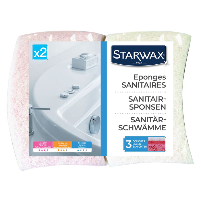 LOT DE 2 EPONGES SANITAIRES BLANCHE / ROSE STARWAX