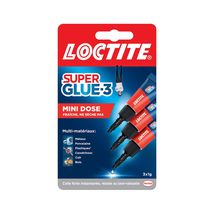 LOT DE 3 TUBES COLLE SUPER GLUE3 MINI 3X1G