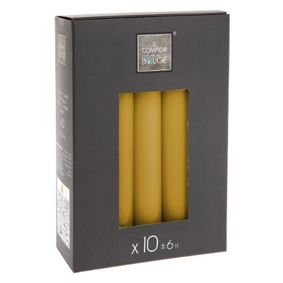 10 BOUGIES BÂTON JAUNE 16CM