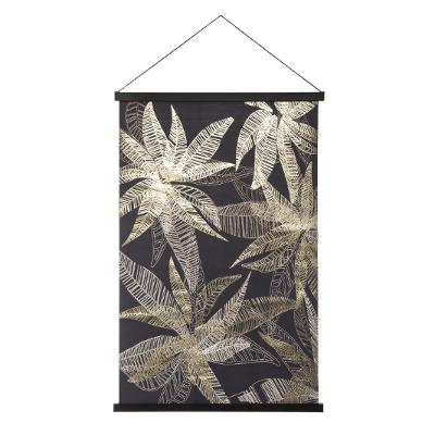 TOILE SUSPENDUE MOTIFS FEUILLES NOIRES 60X90