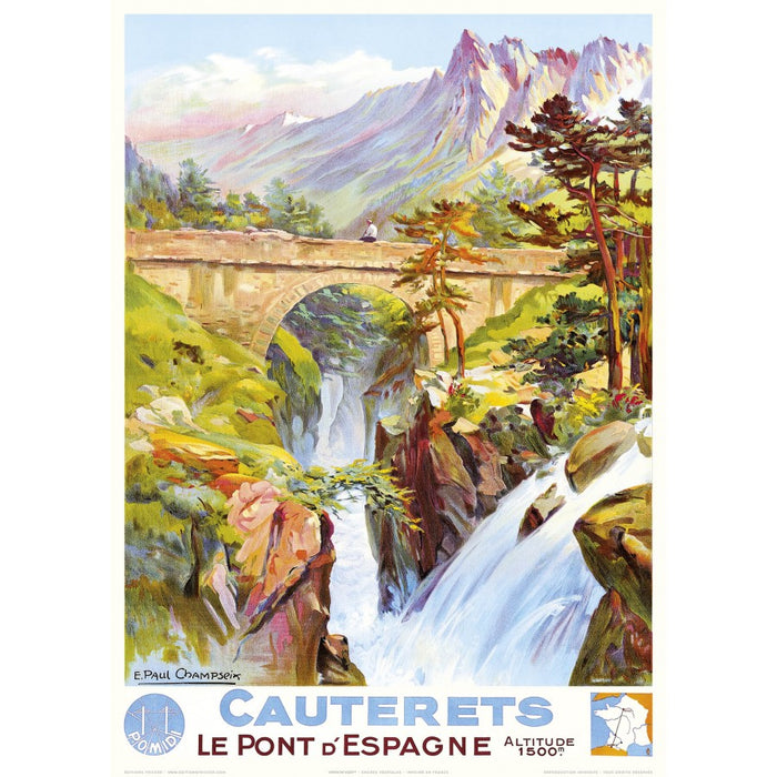 AFFICHE CAUTERETS LE PONT D'ESPAGNE N°343 ÉDITION FRICKER 50X70