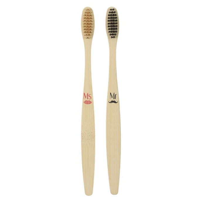 LOT DE 2 BROSSES À DENTS EN BAMBOU NOIRE/ORANGE