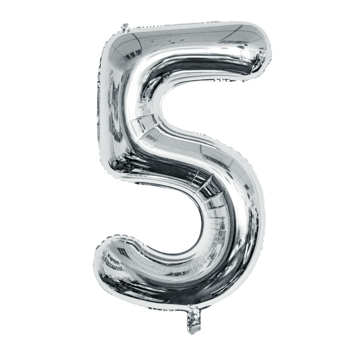 BALLON 86CM CHIFFRE 5 ARGENT
