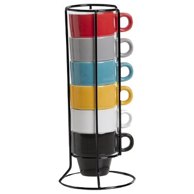 6 TASSES MULTICOLORE + RACK