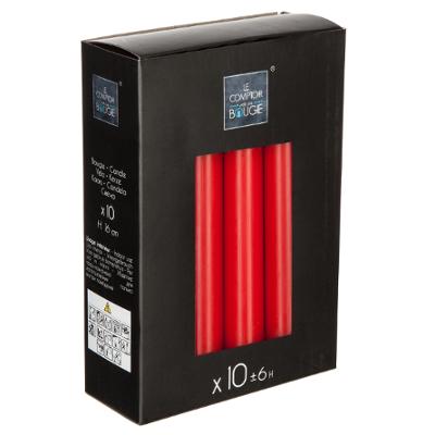 10 BOUGIES BÂTON ROUGE 16CM