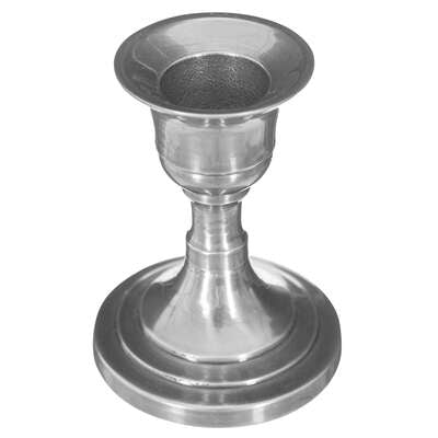 BOUGEOIR ARGENTÉ MÉTAL SOCLE ROND 7.5CM