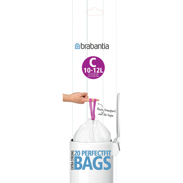 SACS POUBELLE BRABANTIA PERFECT FIT C BLANC 10-12L