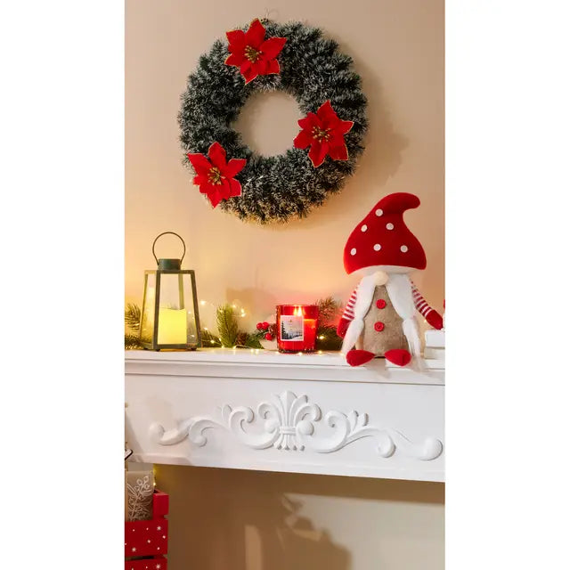 COURONNE 3 POINSETTIAS - ø 42 CM