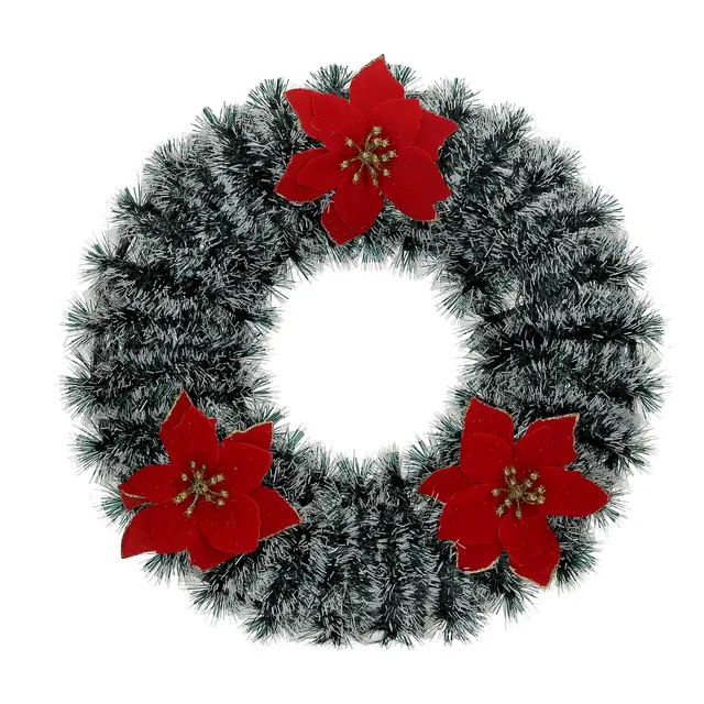 COURONNE 3 POINSETTIAS - ø 42 CM