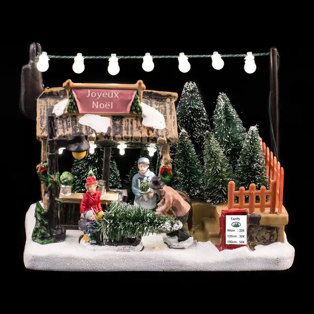 MINIATURE MARCHAND DE SAPIN LED 18 x L 10.5 x H 14 cm