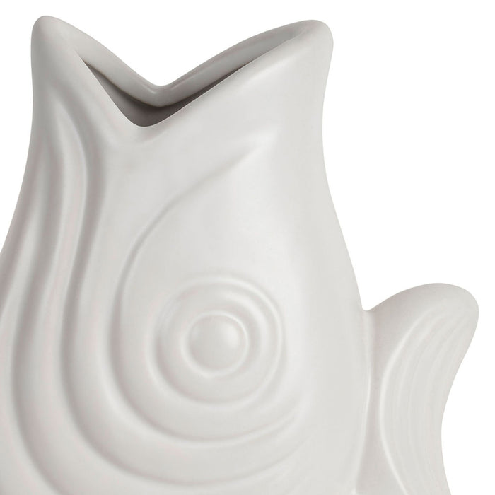 VASE POISSON MER BLANC H30.5cm