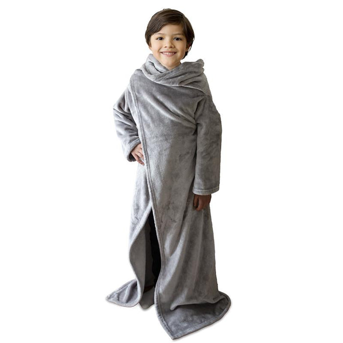PLAID A MANCHES ENFANT GRIS 140X100