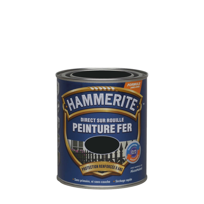 HAMMERITE PEINTURE FER MAT NOIR FERRONNERIE 75CL
