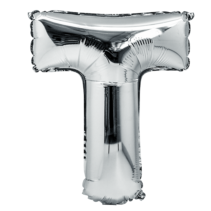 BALLON 36CM LETTRE T ARGENT