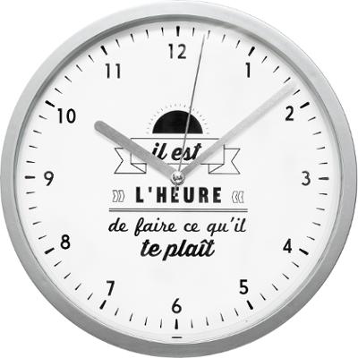 PENDULE "IL EST L'HEURE" GRISE 22.4X4