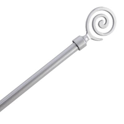 TRINGLE À RIDEAUX EN MÉTAL 120 A 210 ARGENT EMBOUT SPIRALE ARGENT